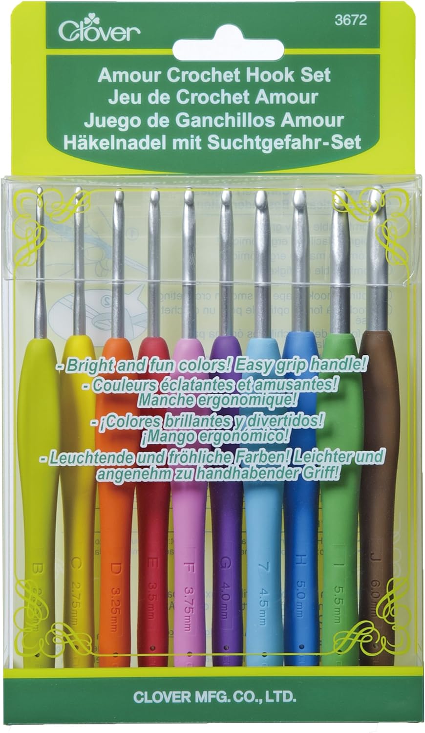 Clover 3672 Amour Crochet Hook Set, 10 sizes