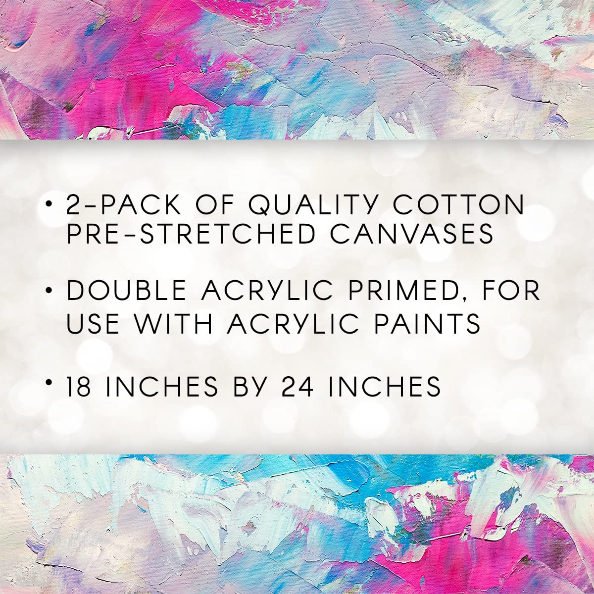MAHITOI 2-PC Cotton Stretched 18 x 24 Double Primed Gesso Wooden Frame to  Smooth Surface & Reduce Absorbency for Acrylic Oil Paints Acid-Free Medium  Weight Blank White. 18 x 24 Canvas. MAHITOI